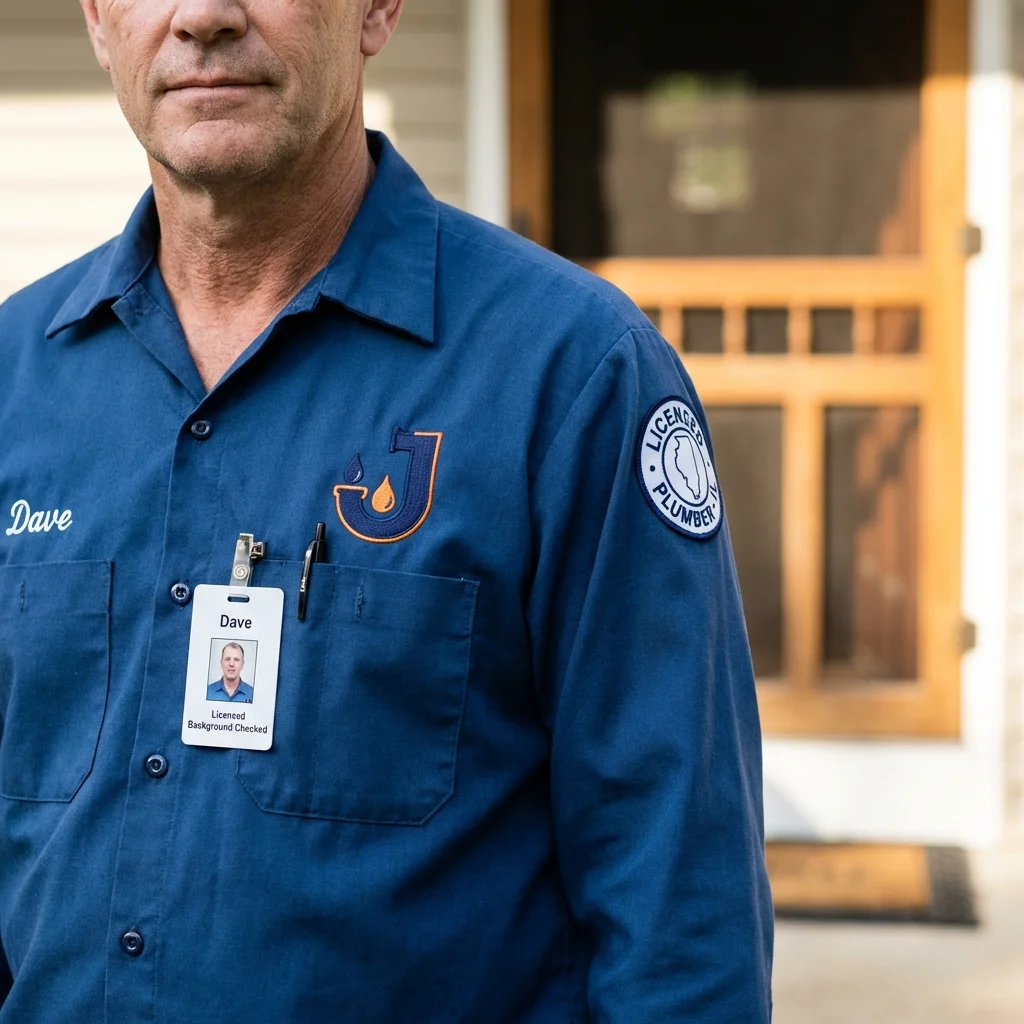 Licensed plumber showing ID badge in Glenshaw, PA