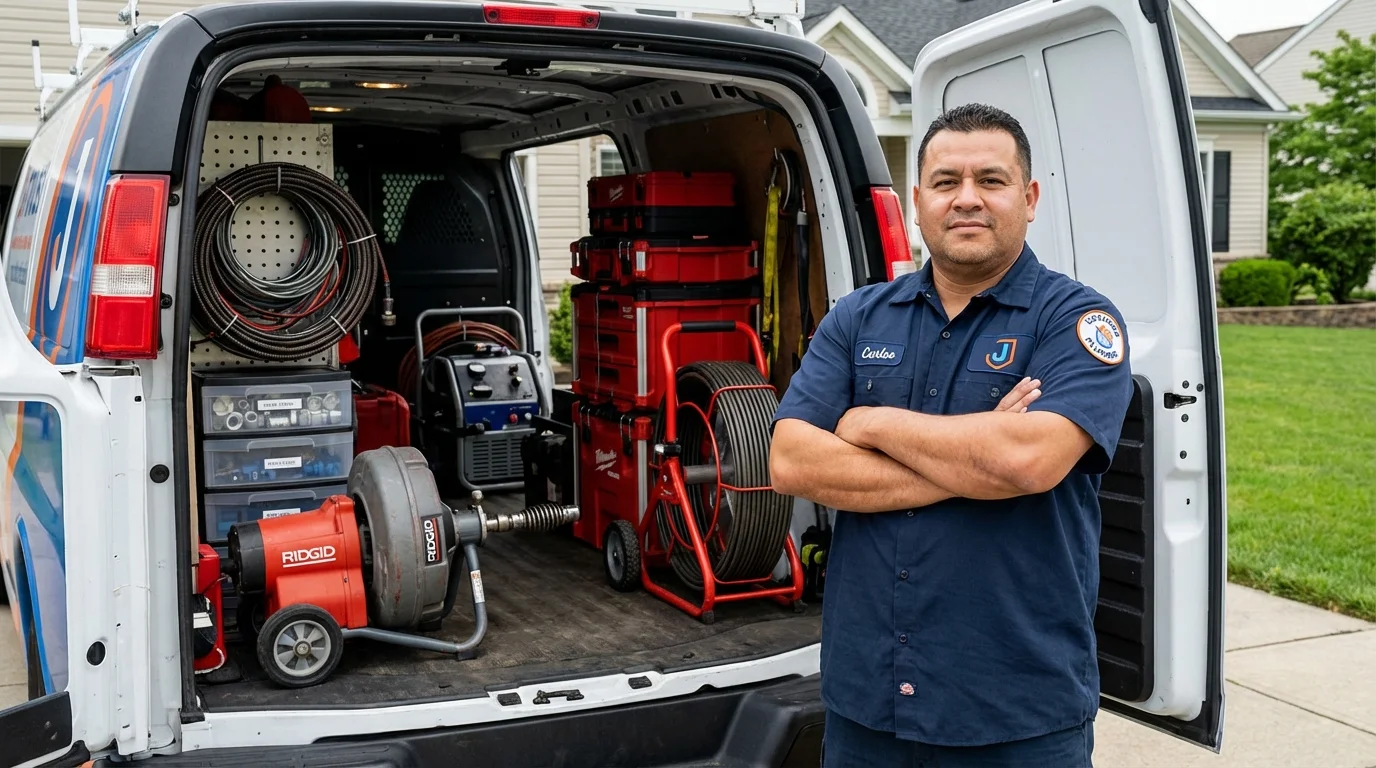 Professional drain cleaning equipment and Johns Plumbing LLC plumber in Glenshaw