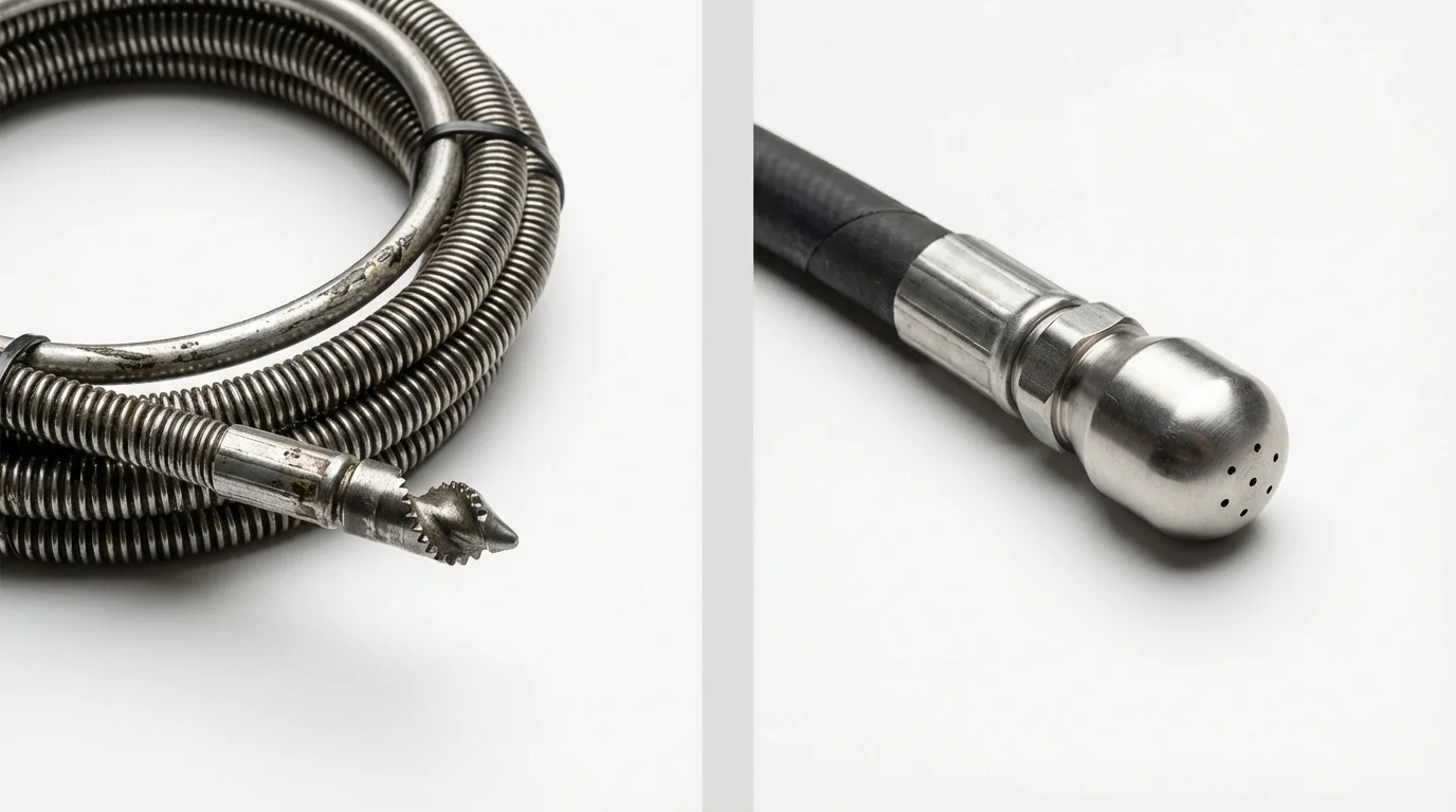 Drain snake cable and hydro jetting nozzle used for drain cleaning in Glenshaw, PA