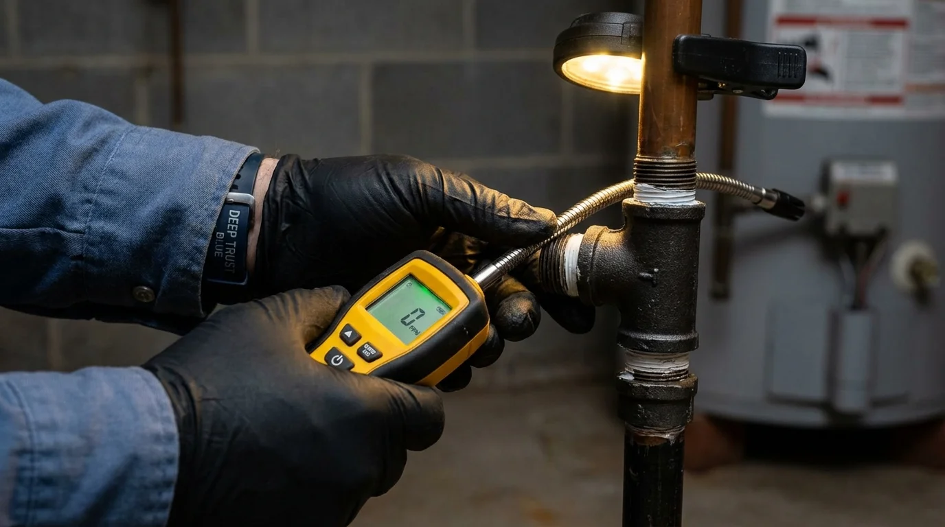 Gas leak detection with electronic sniffer by Johns Plumbing LLC in Glenshaw