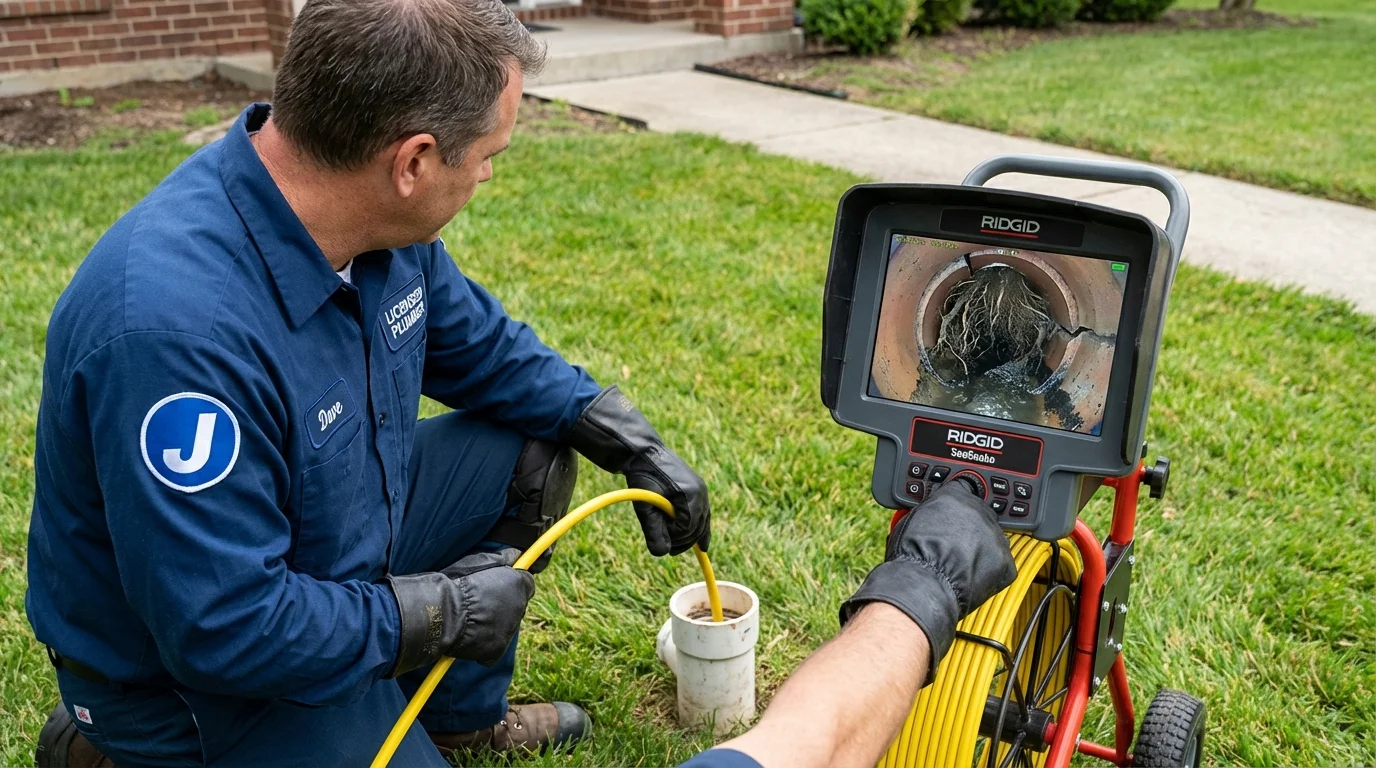 Sewer camera inspection being performed by Johns Plumbing LLC in Glenshaw