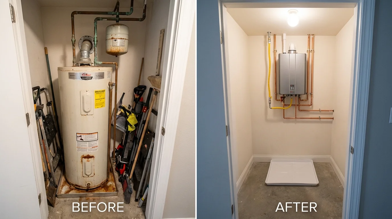 Tank water heater versus wall-mounted tankless unit comparison for Glenshaw, PA homeowners